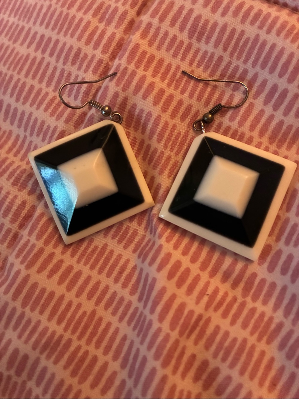 Black & White Geometric Drop Earrings
